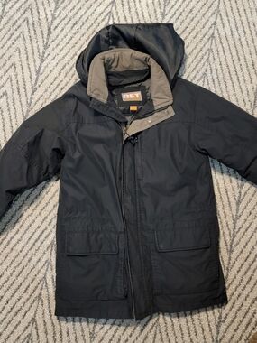 Men's Black Hooded Raincoat